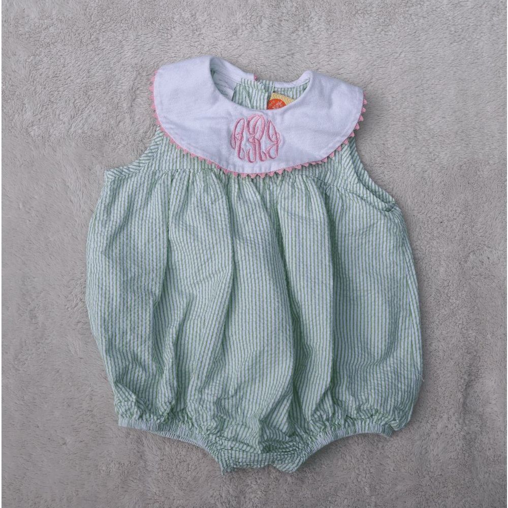 Southern Sunshine Green Seersucker RAJ Monogram Bubble